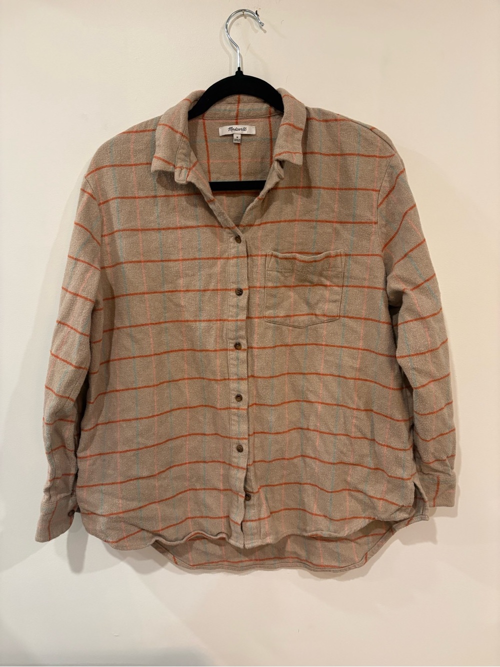 Madewell Sunday Flannel with Orange Stripes - Women’s